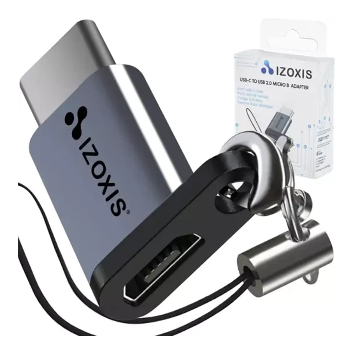 USB-C till Micro USB adapter med nyckelring