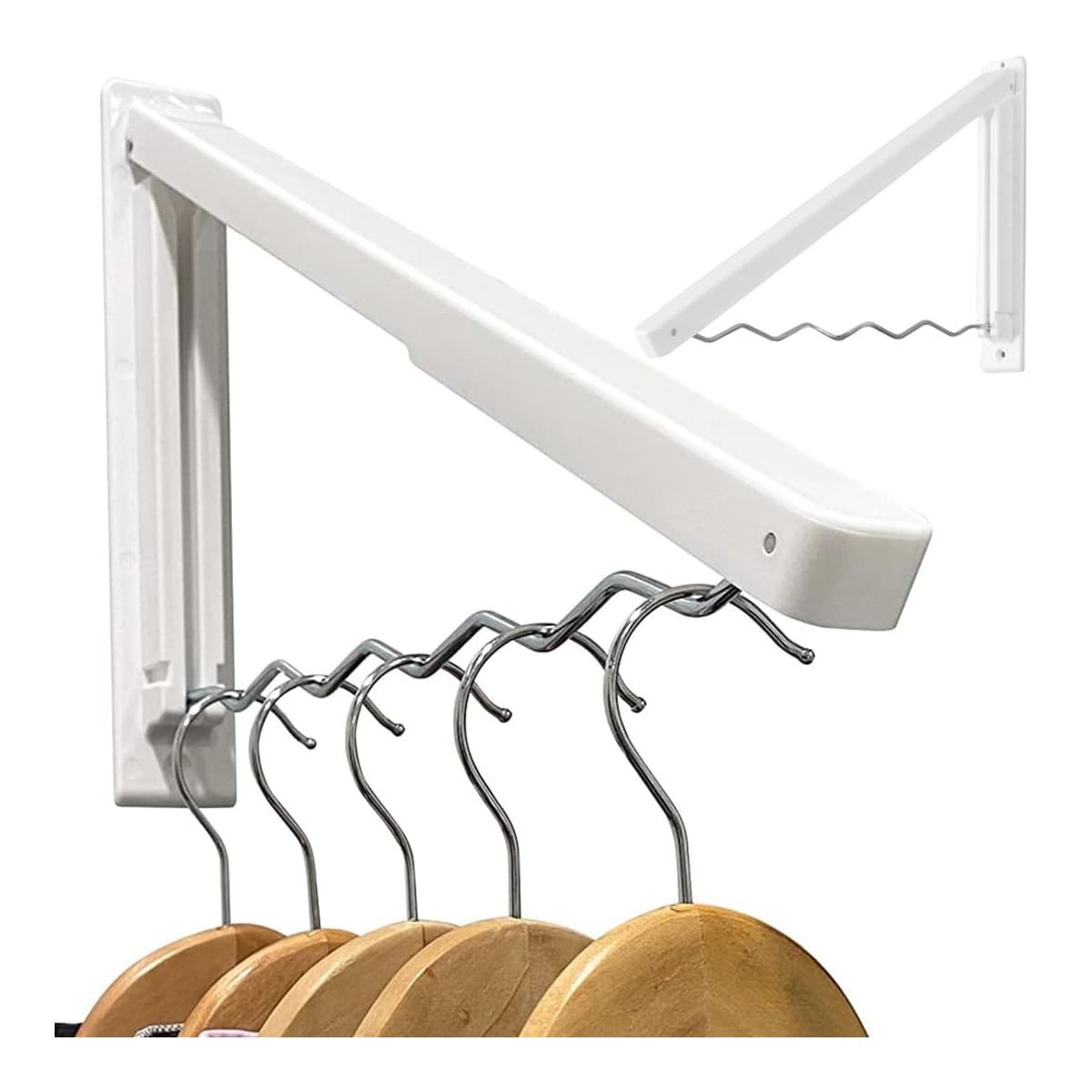 Väggmonterad klädgalge, hopfällbar, 6 galgar