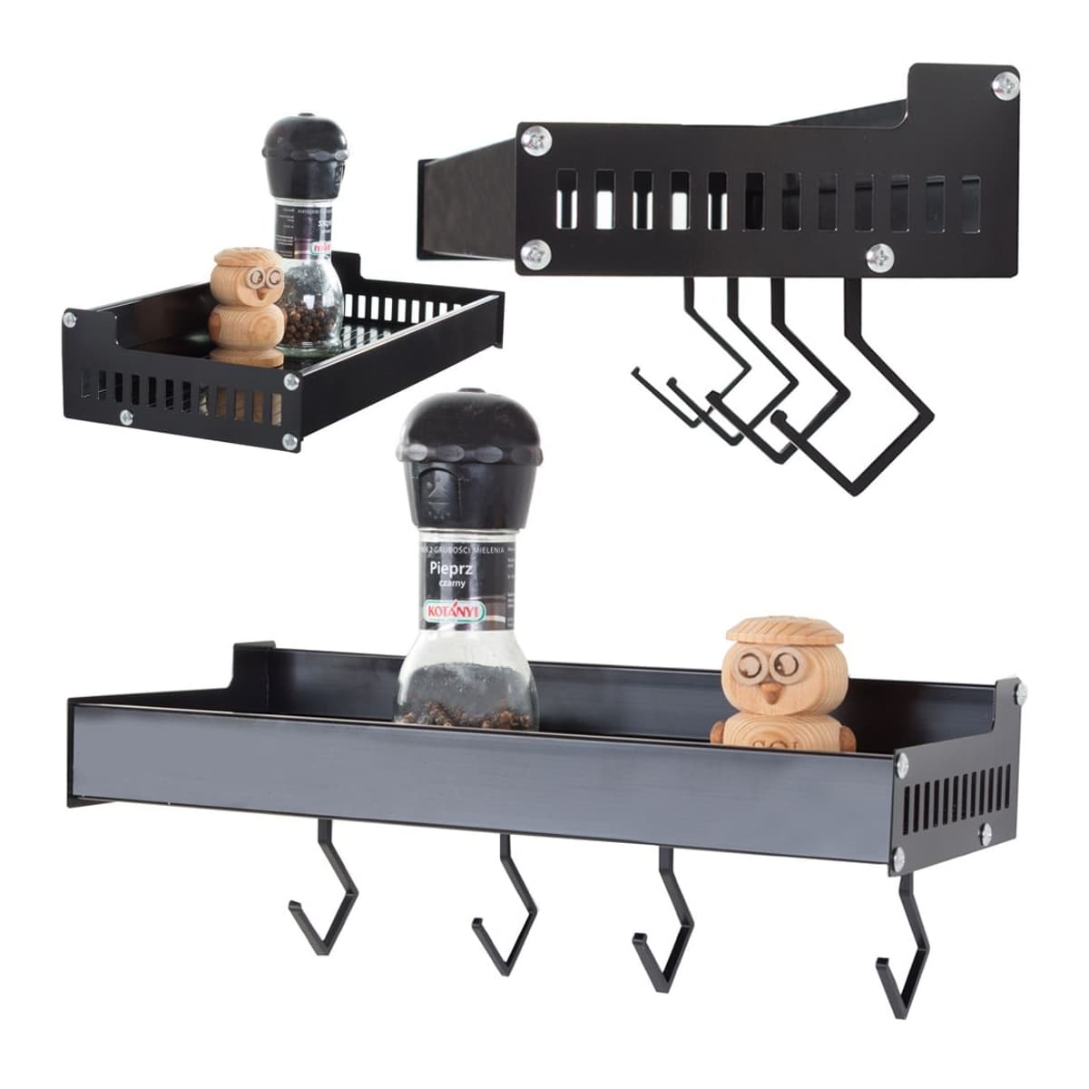 Väggmonterad kryddhylla, aluminium, 30 cm