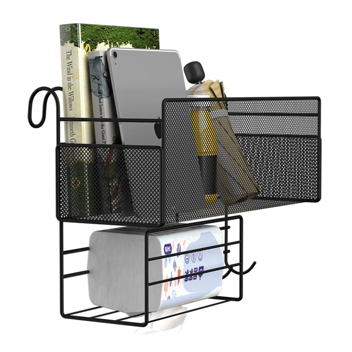 Väggorganisatör med hylla och 3 krokar, 37 cm