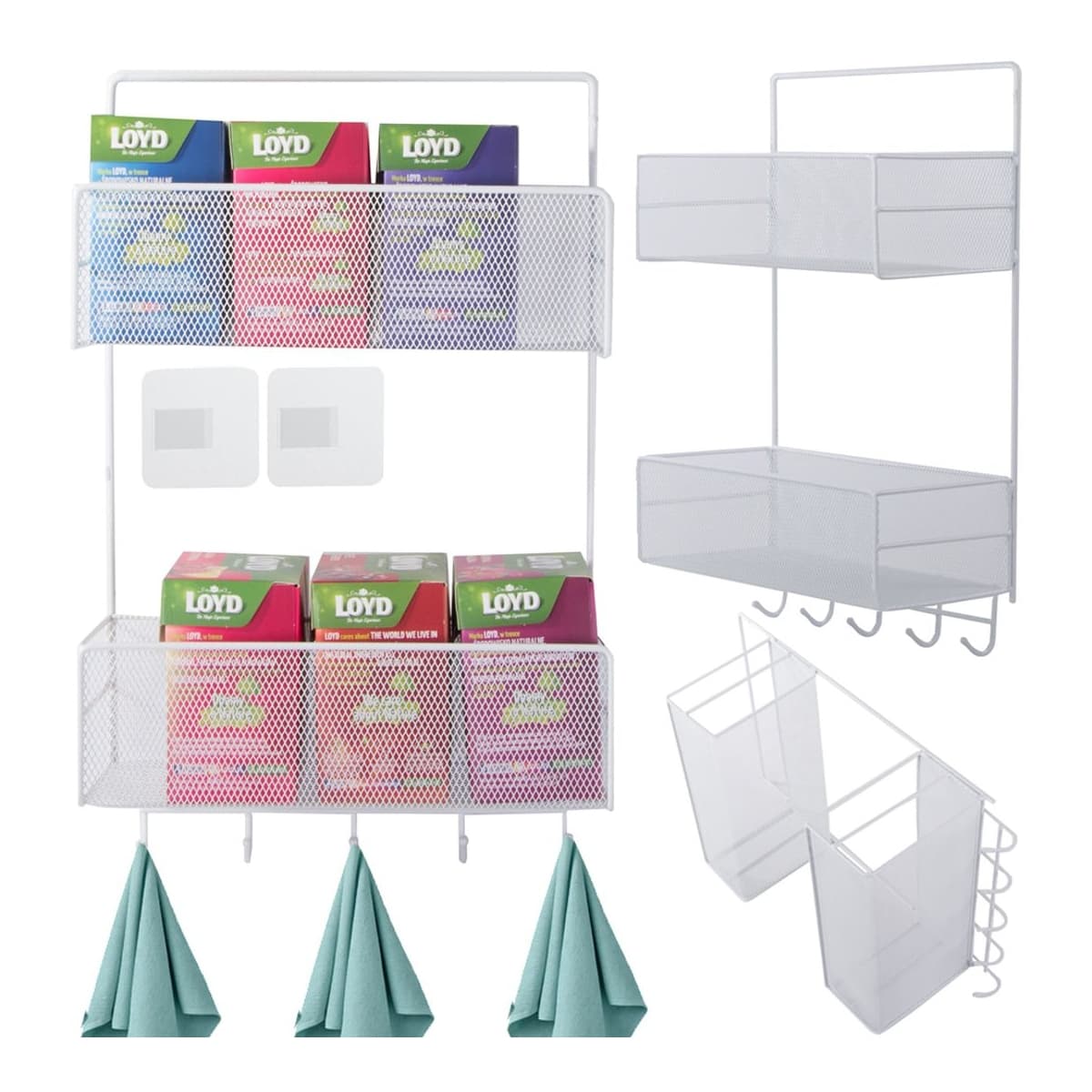 Väggorganisatör metall, 42 cm, 2 hyllor