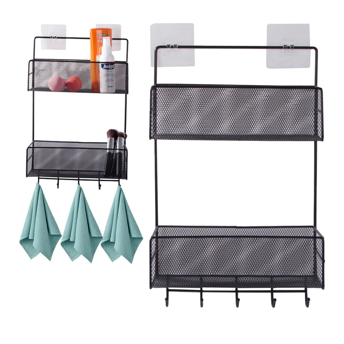 Väggställ i metall, 2 hyllor, 42×26 cm