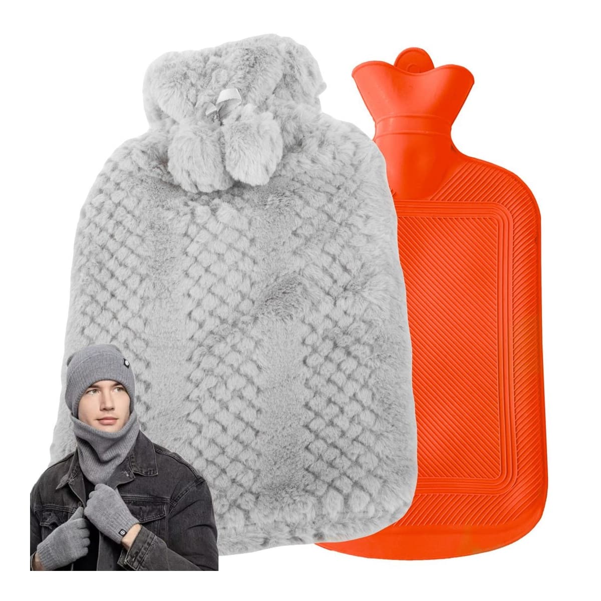 Värmekudde med överdrag, 2 liter, 34x19 cm