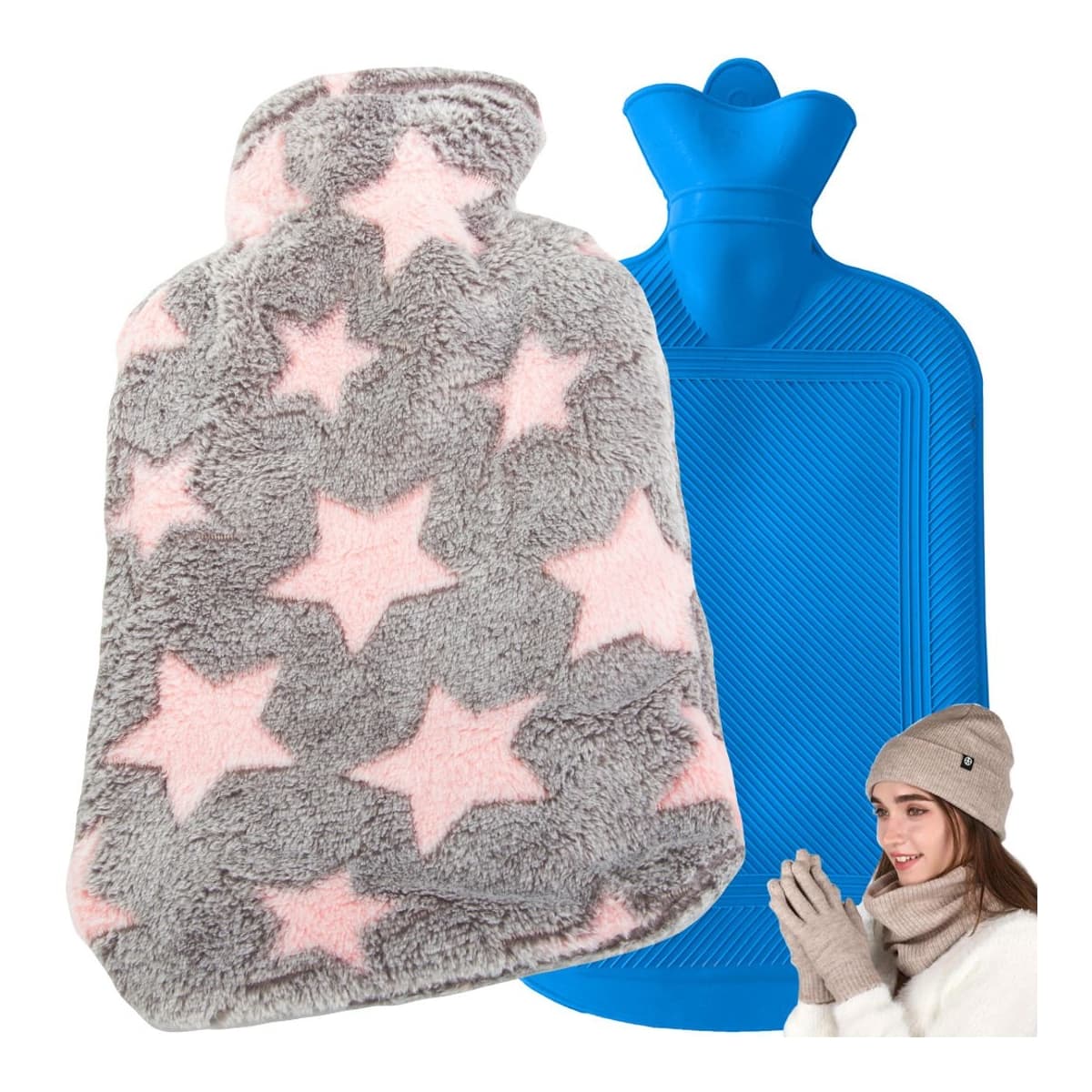 Värmekudde med plyschöverdrag, 2L