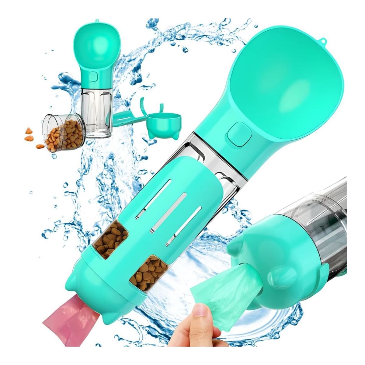 Vattenflaska 4-in-1 för hundar och katter, 300 ml