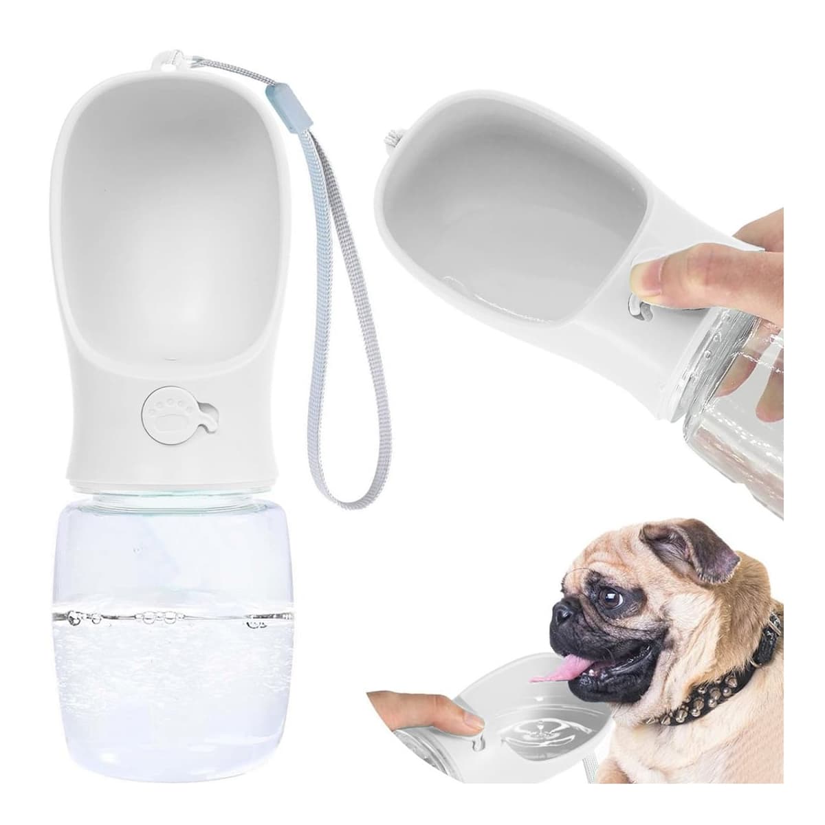 Vattenflaska med skål för hundar, 380 ml