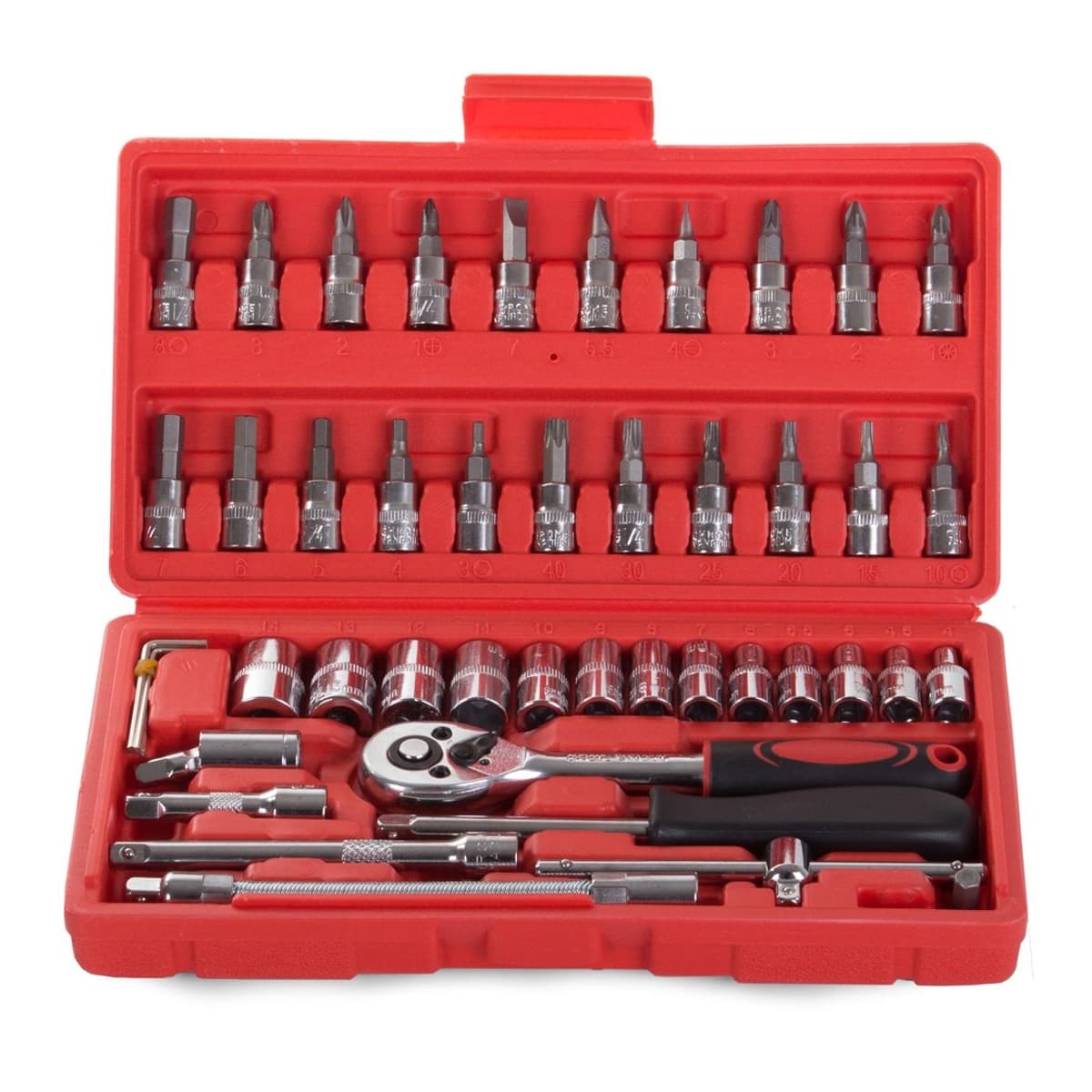 Verktygssats med hylsor, 46 delar