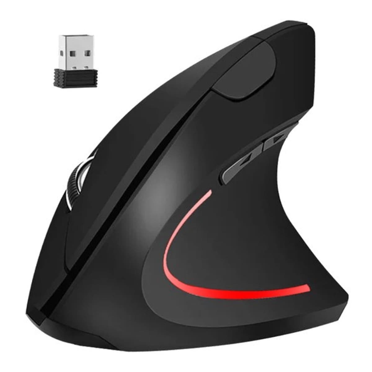 Vertikal trådlös mus, 6 knappar, högerhand