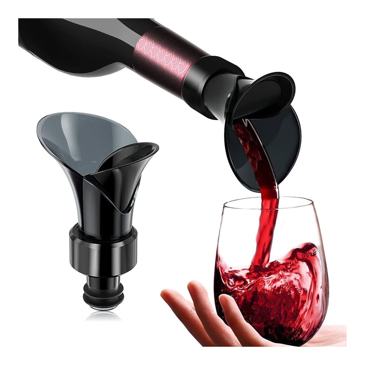 Vinpip med kork, 2-i-1, plast/gummi