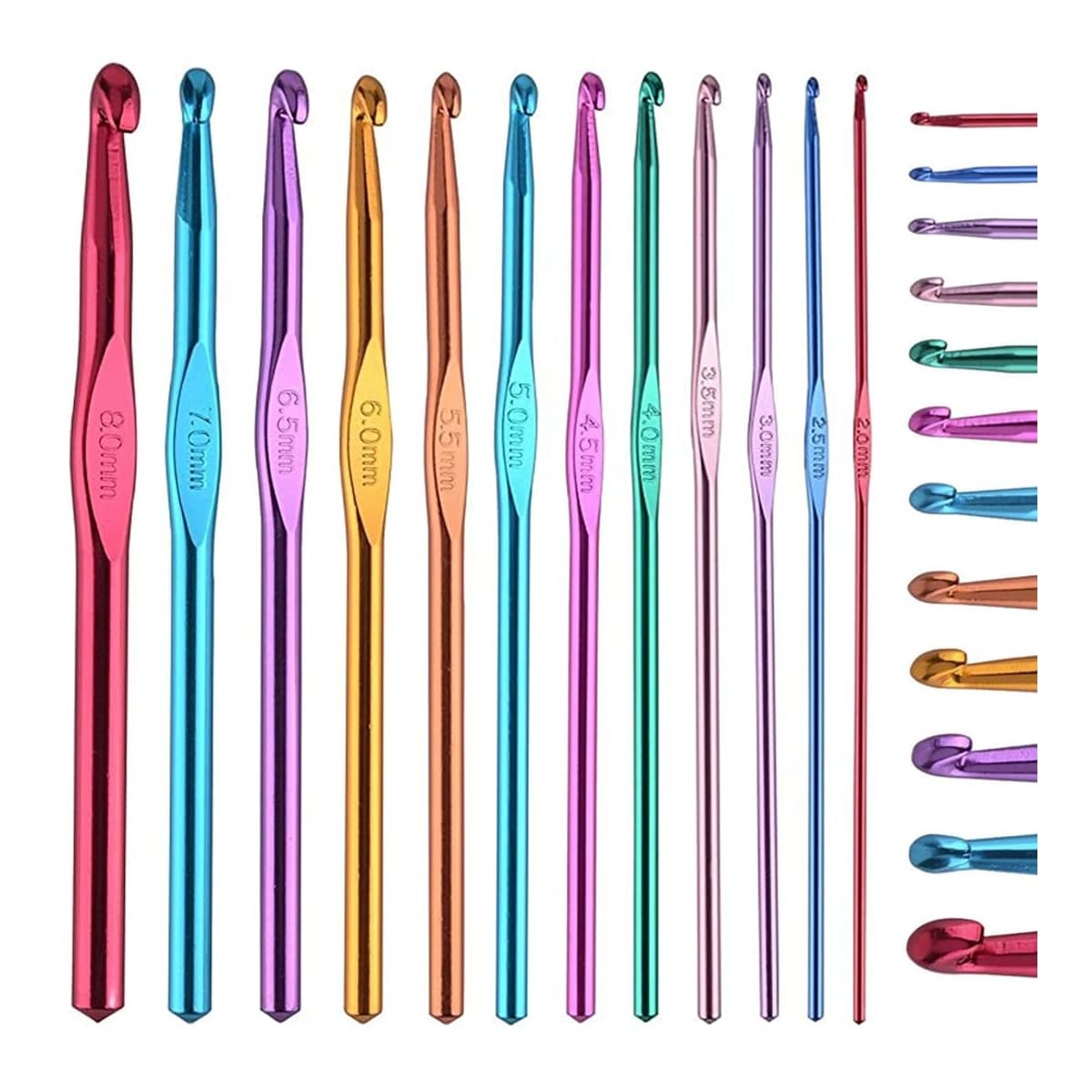 Virknålsset, 12 stycken, 2-8 mm, aluminium